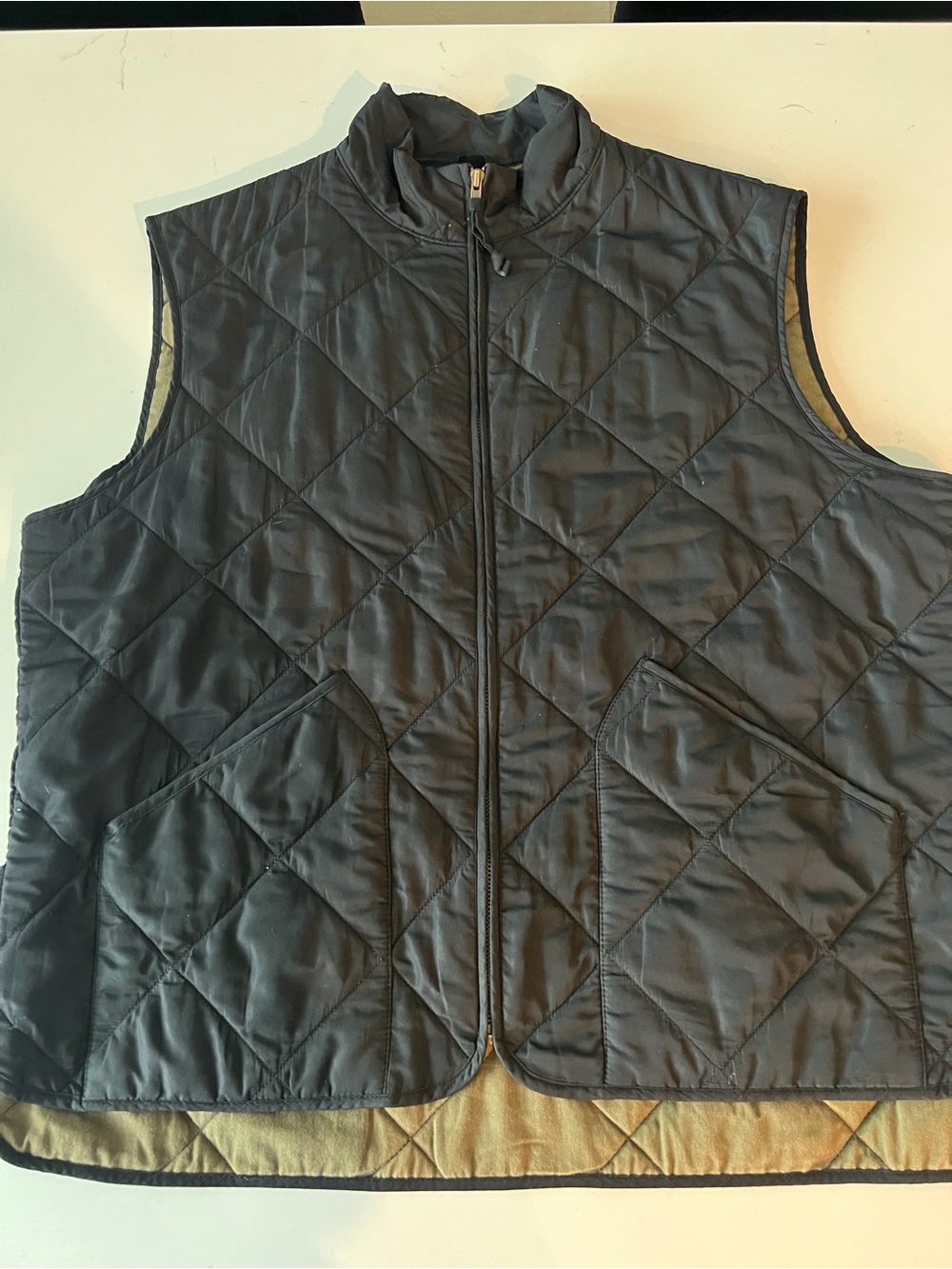 J. Crew Quilted Diamond-Pattern Vest in Black with Contrast Lining